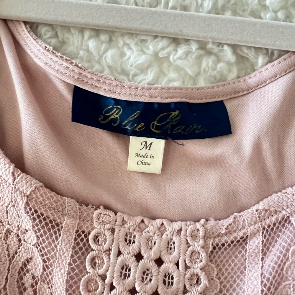 Blue Rain Blush Lace Mini Dress - Picture 2 of 4